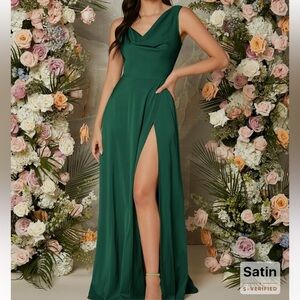 SHEIN Green Satin Maxi Dress